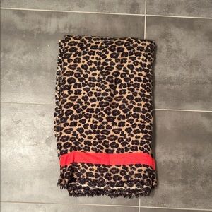 Zara Animal Print Scarf with Red Accent
